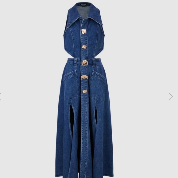 Urban Revivo Dresses & Skirts - Urban Revino Denim Cutout Maxi Dress - Blue size 10